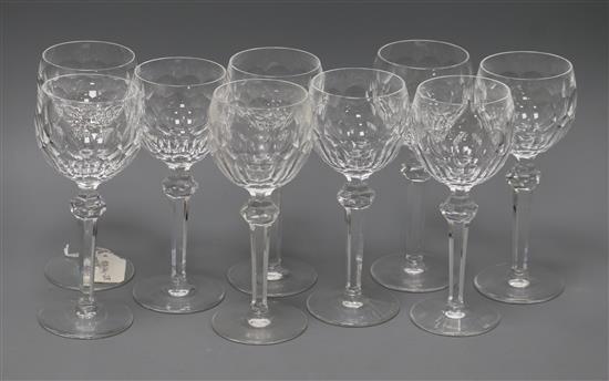 A set of nine Waterford wine glasses height 19cm